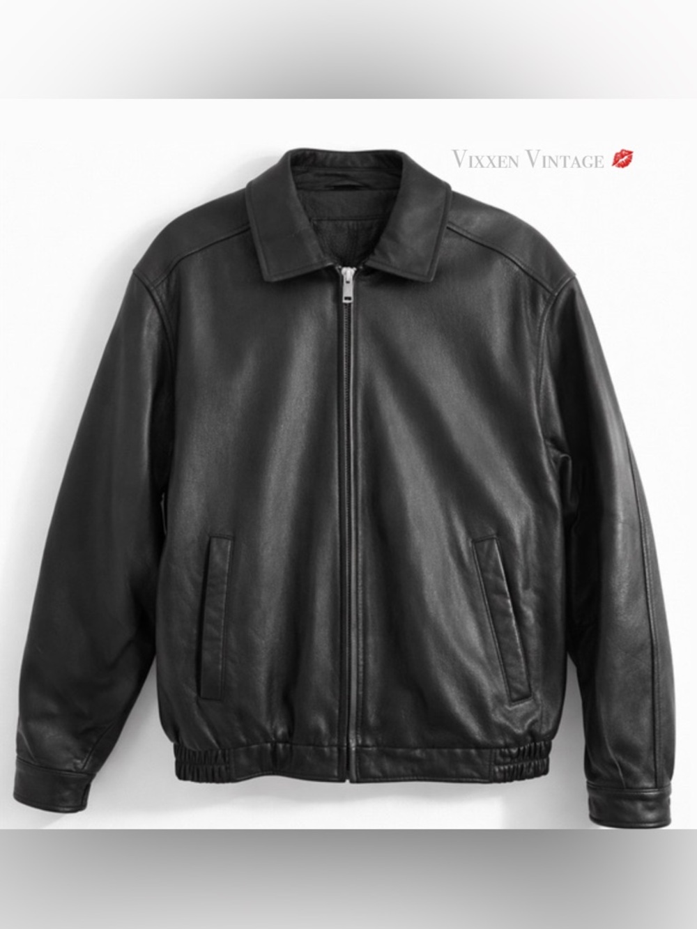 CROFT & BARROW LEATHER BOMBER JACKET IN BLACK